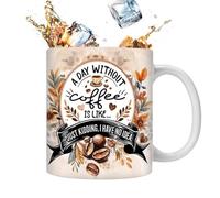 Tasse à café avec phrase - 350 ml - Tasse fantaisie en céramique pour lieu de travail, maison, cuisine, petit déjeuner, lait pour café et thé