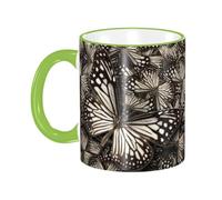 Tasse à café avec poignée en forme de papillon monarque, motif tigre et blanc marron, tasse à thé, tasse à boire, tasses à café en céramique réutilisables, tasses de voyage amusantes,les cadeaux, 32