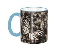 Tasse à café avec poignée en forme de papillon monarque, motif tigre et blanc marron, tasse à thé, tasse à boire, tasses à café en céramique réutilisables, tasses de voyage amusantes,les cadeaux, 32