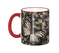 Tasse à café avec poignée en forme de papillon monarque, motif tigre et blanc marron, tasse à thé, tasse à boire, tasses à café en céramique réutilisables, tasses de voyage amusantes,les cadeaux, 32