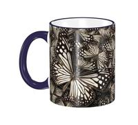 Tasse à café avec poignée en forme de papillon monarque, motif tigre et blanc marron, tasse à thé, tasse à boire, tasses à café en céramique réutilisables, tasses de voyage amusantes,les cadeaux, 32