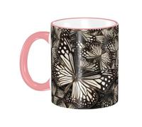 Tasse à café avec poignée en forme de papillon monarque, motif tigre et blanc marron, tasse à thé, tasse à boire, tasses à café en céramique réutilisables, tasses de voyage amusantes,les cadeaux, 32