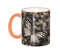 Tasse à café avec poignée en forme de papillon monarque, motif tigre et blanc marron, tasse à thé, tasse à boire, tasses à café en céramique réutilisables, tasses de voyage amusantes,les cadeaux, 32