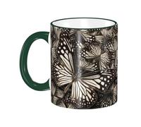 Tasse à café avec poignée en forme de papillon monarque, motif tigre et blanc marron, tasse à thé, tasse à boire, tasses à café en céramique réutilisables, tasses de voyage amusantes,les cadeaux, 32
