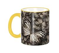 Tasse à café avec poignée en forme de papillon monarque, motif tigre et blanc marron, tasse à thé, tasse à boire, tasses à café en céramique réutilisables, tasses de voyage amusantes,les cadeaux, 32