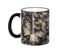 Tasse à café avec poignée en forme de papillon monarque, motif tigre et blanc marron, tasse à thé, tasse à boire, tasses à café en céramique réutilisables, tasses de voyage amusantes,les cadeaux, 32