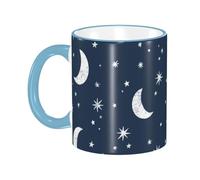 Tasse à café avec poignée, motif ciel nocturne, lune et étoiles, tasse à thé, tasse à boire, tasses à café en céramique réutilisables, tasses à café amusantes et originales, tasses, cadeaux, 325 ml