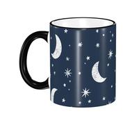 Tasse à café avec poignée, motif ciel nocturne, lune et étoiles, tasse à thé, tasse à boire, tasses à café en céramique réutilisables, tasses à café amusantes et originales, tasses, cadeaux, 325 ml