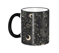 Tasse à café avec poignée, motif lune, soleil, planètes, astronomie, étoiles, tasse à thé, tasse à boire, tasses à café en céramique réutilisables, drôles et originales, tasses, cadeaux, 325 ml