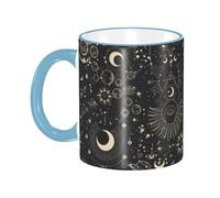 Tasse à café avec poignée, motif lune, soleil, planètes, astronomie, étoiles, tasse à thé, tasse à boire, tasses à café en céramique réutilisables, drôles et originales, tasses, cadeaux, 325 ml