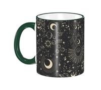 Tasse à café avec poignée, motif lune, soleil, planètes, astronomie, étoiles, tasse à thé, tasse à boire, tasses à café en céramique réutilisables, drôles et originales, tasses, cadeaux, 325 ml