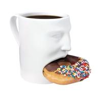 Tasse à café avec porte-biscuits - Tasse en céramique en forme de visage | Service de restauration amusant, design avec poche pour collation intégrée pour le petit déjeuner, école, restaurant, dortoir