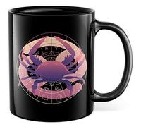Tasse à café avec signe du zodiaque - Motif : cancer - Cadeau astrologique - Idée cadeau d'anniversaire - Tasse à thé - Naissance horoscope (noir)