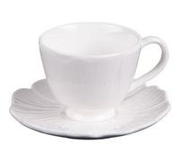 Table Passion – Tasse à café avec sous-tasse Ginkgo – Porcelaine blanche 10 cl (lot de 6)