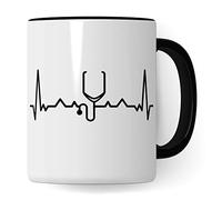 Tasse à café avec stéthoscope, cadeau pour médecin et médecin, docteur et docteur avec motif de battement de cœur, médecine humaine, médecine médicale, étudiant en médecine, idée cadeau