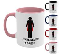 Tasse à café bicolore, 325 ml, avec inscription « Women Empowering It Was Never A Dress » - Tasse à café en céramique pour femme et fille