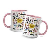 Tasse à café, bicolore de 350 ml, avec anse isotherme, en céramique, passe au lave-vaisselle, cadeau personnalisé pour petite amie, femme et famille