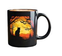 Tasse à café Black Cat, 3,15x3,74 pouces Halloween mignon de nouveauté pour boire, tasse festive avec design en céramique robuste pour hommes femmes adultes jus
