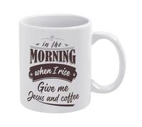 Tasse à café blanche 3 tasses, le matin quand je me lève, donnez-moi Jésus et décoration de bureau à café, panneau de cuisine, décoration de bar à domicile, décoration de station à café, accessoires p