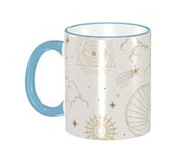 Tasse à café Boho Chic Soleil Lune Galaxie Étoiles Nuages avec anse Tasse à thé Tasses à boire Tasses à café en céramique réutilisables Drôle Nouveauté Tasses à café Tasse de voyage Accessoires de b