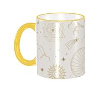 Tasse à café Boho Chic Soleil Lune Galaxie Étoiles Nuages avec anse Tasse à thé Tasses à boire Tasses à café en céramique réutilisables Drôle Nouveauté Tasses à café Tasse de voyage Accessoires de b