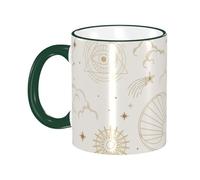 Tasse à café Boho Chic Soleil Lune Galaxie Étoiles Nuages avec anse Tasse à thé Tasses à boire Tasses à café en céramique réutilisables Drôle Nouveauté Tasses à café Tasse de voyage Accessoires de b