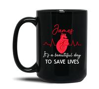 Tasse À Café C'est Une Belle Journée pour Sauver des Vies Tasse en Céramique Drôle Café Tasses Design Tasses en Porcelaine pour Bureau Famille Papa Cadeaux 330 ML