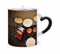 Tasse à café changeante standard de 325 ml avec anse en forme d'oreille, motif tambour, tasses amusantes en céramique, tasses personnalisées, tasses à thé chaudes pour hommes et femmes, cadeaux