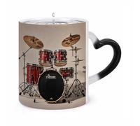 Tasse à café changeante standard de 325 ml avec anse en forme d'oreille, motif tambour, tasses amusantes en céramique, tasses personnalisées, tasses à thé chaudes pour hommes et femmes, cadeaux