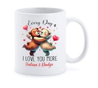 Tasse À Café Chaque Jour, Je t'aime Davantage. Mug Personnalisé Tasse À Thé Durable Céramique Mug pour Cadeau d'anniversaire Cadeaux Réconfortants Meilleures Amies 330Ml