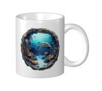 Tasse à café Charm Sea Turtle 11 oz, tasses à café en céramique pour femmes et hommes, illustration charmante pour les amoureux des animaux, tasse à café et à thé élégante pour le bureau, idéale comme