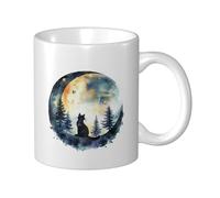 Tasse à café Chat au clair de lune 11 oz, tasse à café à charme animal de style fantastique, tasses à thé en porcelaine de chambre élégantes, peut boire chaud et froid pendant une longue période, pour