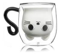 Tasse a Cafe Chat Mug Verre Double Paroi, Cadeau de Noël pour Femme Fille Epouse Maman Maitresse Nounou Marraine Amie Enfant Garçon Fille G