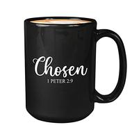 Tasse à café chrétienne - Chosen 1 Peter 2:9 - Verset religieux de la Bible Peter Jésus Faith Christianisme (445 ml, noir)
