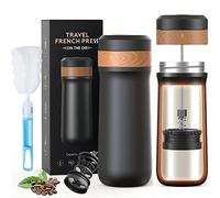 Tasse à café classique portable de 355 ml avec boucle de transport, cafetière à piston en acier inoxydable, sans BPA, idéale pour le camping et les voyages