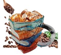 Tasse à café colorée en verre - Résistante aux éclats - Fabriquée à la main - Décoration de table pour salon, étude, studio, bibliothèque