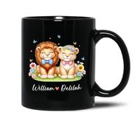 Tasse À Café Couple De Lions Noirs Mug À Café Personnalisé Céramique Mug Anti Taches Tasse À Thé pour Meilleures Amies Souvenir Maman 330Ml