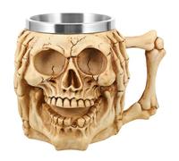 Tasse à Café Crâne en Acier Inoxydable et Résine Célébration Halloween | Chope Créative, Prise en Main Facile et Sûre, pour Thé, Eau, Hôtels et Déco Man Cave