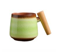 Tasse à café créative avec poignée en bois 350 ml - Vert