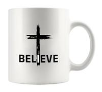 Tasse A Cafe Croire la Croix de la Foi Mug Souvenir 2 pièces / 330 ml | Rillant Tasses Portable Mugs FrèRe Grand-MèRe