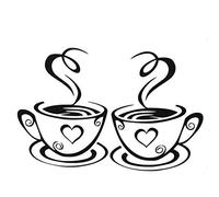 Tasse à Café Cuisine Art Stickers Muraux pour Décoration de Maison Stickers Muraux Amovibles Vinyle DIY Tasse à Café Design Autocollants Mur Maison Stickers (C1)