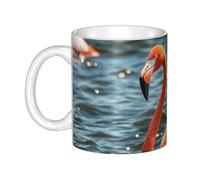 Tasse à café de 325 ml avec poignée, tasse à thé fantaisie flamant rose en céramique pour homme femme travail de bureau