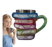 Tasse à café de livre - Construction en résine et acier inoxydable, tasse à boisson en forme de roman, verres pour amateurs de littérature vintage, idée cadeau de lecture créative | Tase à cappuccino
