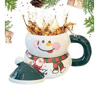 Tasse à café de Noël - Verres en céramique avec poignée et couvercle pour boissons chaudes, design de vacances avec couvercle résistant aux déversements, tasse en céramique pour pique-nique, pêche, th