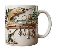 Tasse à café de pêche, 350 ml, en céramique, drôle, original, attrape-mouches, pour bière, bureau, décoration, camping, randonnée, pique-nique, aventure, fête, maison