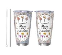 Tasse à café de voiture avec paille pour la maison personnalisée avec nom personnalisé First Mom Now Tasse à café de voyage pour maman grand-mère personnalisé thème fleur de naissance Gobelet spécial