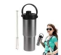 Tasse à café de voyage - 735 ml - Bouteille d'eau étanche - Bouteille d'eau sous vide avec poignée et paille portable pour le sport, la gym, l'école, les activités de plein air