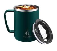 Tasse à café de voyage en acier inoxydable avec couvercle et poignée, tasse à café isotherme en métal de 500 ml (vert foncé)