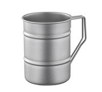 Tasse à café de voyage en titane, tasse à eau/bière à une couche, 77 g, légère, 110 mm de hauteur et 85 mm de diamètre, double poignées antidérapantes anti-brûlure