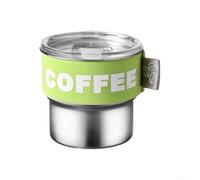 Tasse à café de voyage étanche en acier inoxydable, capacité de 400 ml avec couvercle hermétique en silicone pour boire n'importe où (vert)